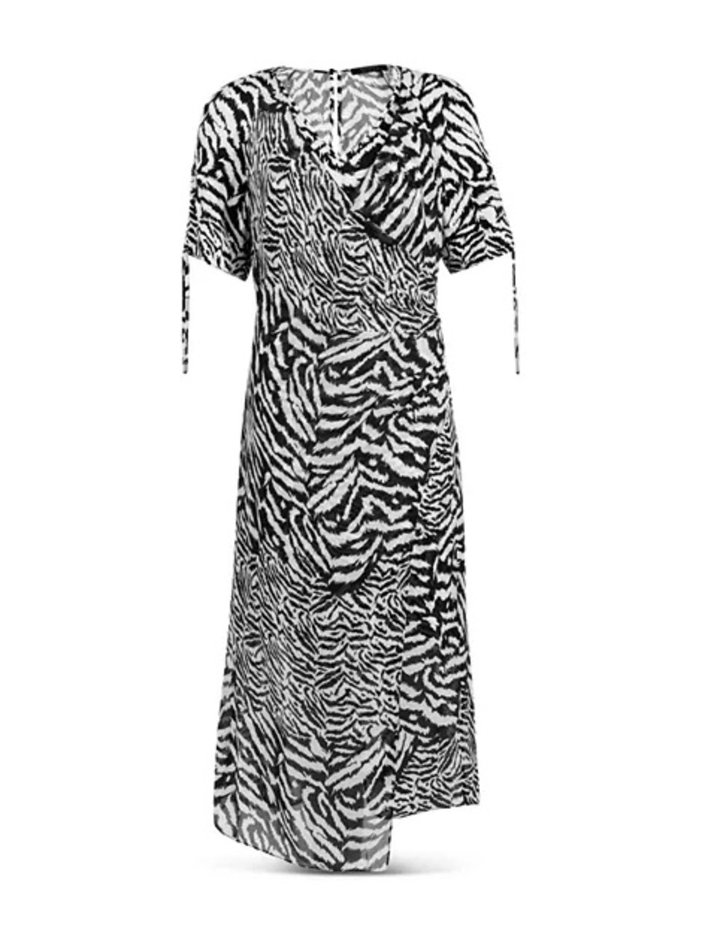 All Saints Clara Remix Black and White Zebra-Print Midi Dress